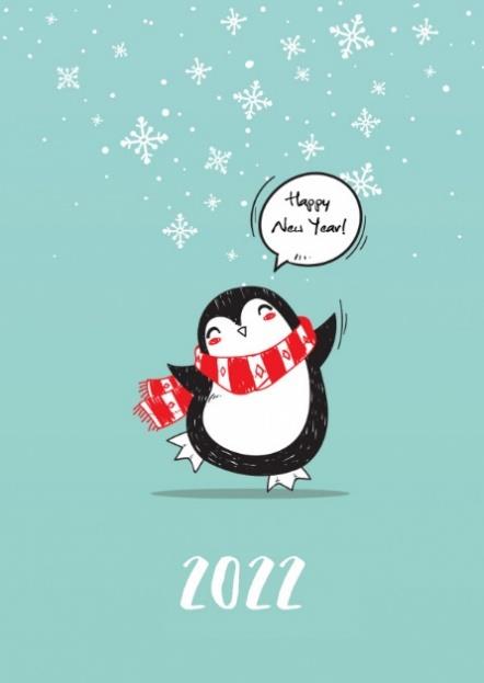 penguin and snowflakes "2022"